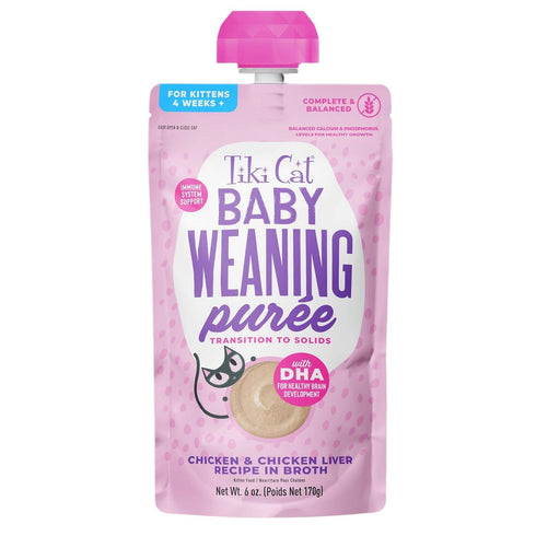 Tiki Cat Baby Weaning Puree Chicken & Chicken Liver In Broth Wet Cat Food 6oz - Poudre Pet & Feed Supply